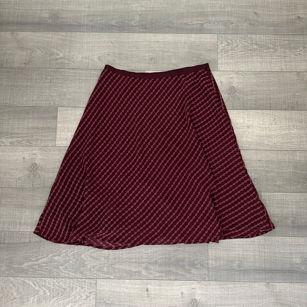 New York & Company Burgundy Patterned A-Line Skirt